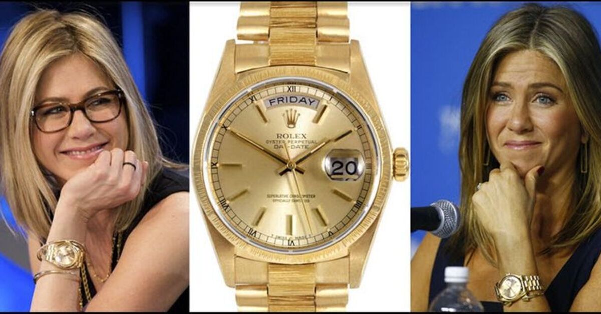 Jennifer Aniston indossa Rolex Presidente Fay-Date